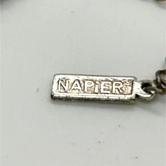 Vintage Napier Silver-Tone Beaded Necklace Textured Cylindrical Metal Beads 18" - Picture 8 of 10